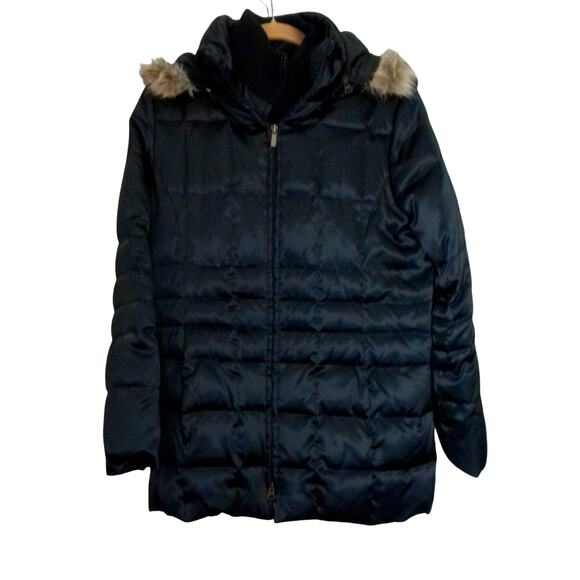 Vintage Style & Co Black Faux Fur Puffer Jacket Coat Detachable Hood Size Medium - Picture 1 of 9
